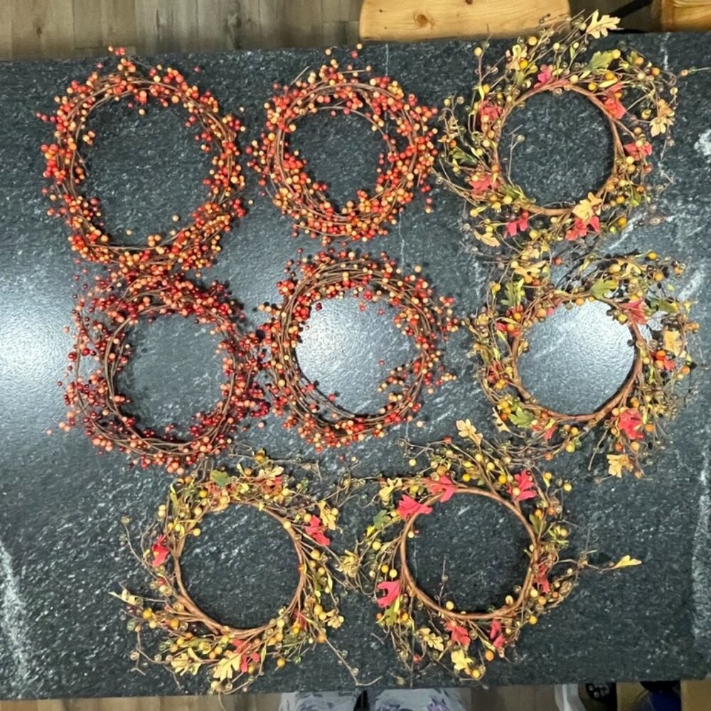 SOLD - Set of 8 Candle Rings for Fall/Thanksgivng/Wedding/Table Decor